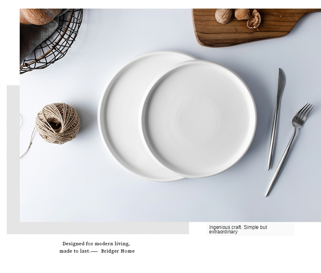Płyta ceramiczna zachodniej talerz talerze obiadowe biały kwadrat okrągłe zastawa stołowa przechowywanie wielofunkcyjne taca domu przybory kuchennePłyta ceramiczna zachodnie talerze obiadowe biały - Wianko - 7