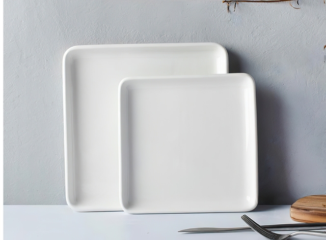 Płyta ceramiczna zachodniej talerz talerze obiadowe biały kwadrat okrągłe zastawa stołowa przechowywanie wielofunkcyjne taca domu przybory kuchennePłyta ceramiczna zachodnie talerze obiadowe biały - Wianko - 11