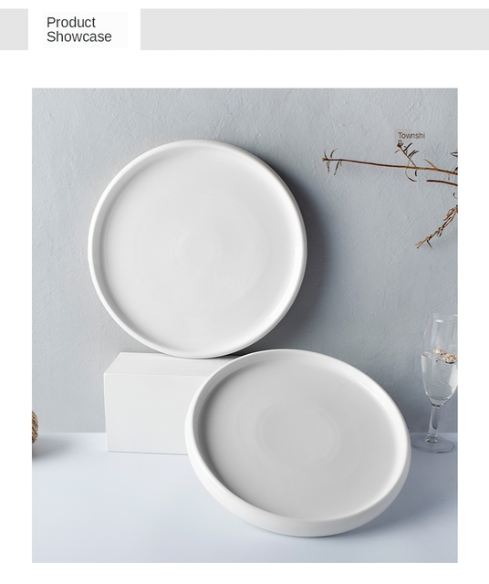 Płyta ceramiczna zachodniej talerz talerze obiadowe biały kwadrat okrągłe zastawa stołowa przechowywanie wielofunkcyjne taca domu przybory kuchennePłyta ceramiczna zachodnie talerze obiadowe biały - Wianko - 15