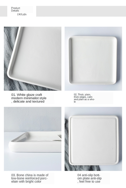 Płyta ceramiczna zachodniej talerz talerze obiadowe biały kwadrat okrągłe zastawa stołowa przechowywanie wielofunkcyjne taca domu przybory kuchennePłyta ceramiczna zachodnie talerze obiadowe biały - Wianko - 19
