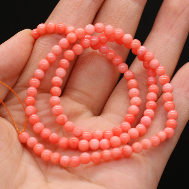 Naturalny koral okrągły 4mm kamień zroszony do samodzielnego tworzenia biżuterii dla kobiet - Wianko - 9