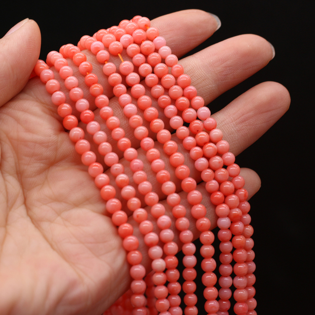 Naturalny koral okrągły 4mm kamień zroszony do samodzielnego tworzenia biżuterii dla kobiet - Wianko - 2