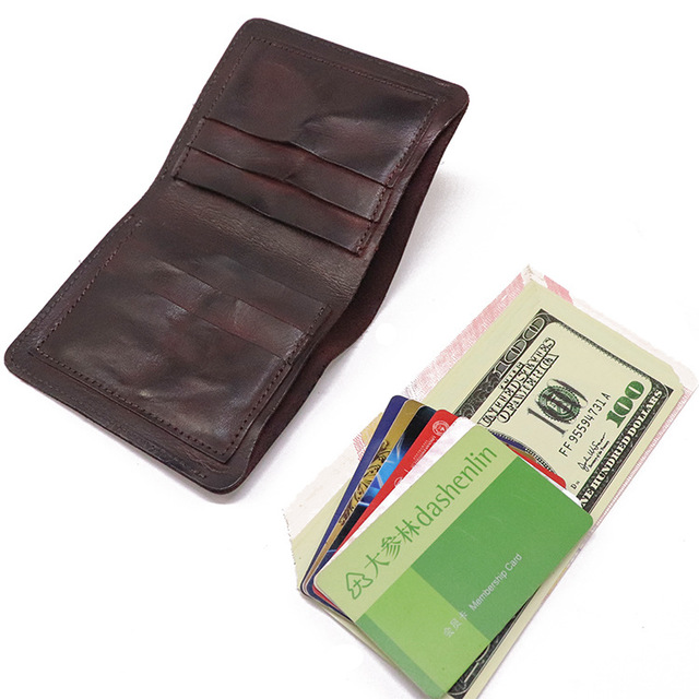 Portfel męski z prawdziwej skóry Vintage, krótki model, pomarszczony wygląd, Bifold, z pionową kieszenią na karty kredytowe i woreczkiem na pieniądze - Wianko - 21