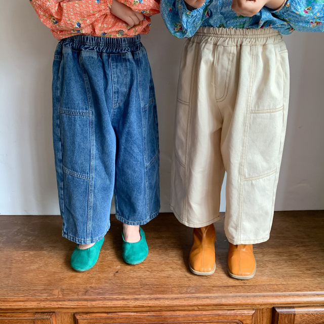 Dżinsy dziecięce casualowe unisex, luźne spodnie jeansowe z szerokimi nogawkami dla chłopców i dziewczynek w wieku 1-7 lat - Wianko - 5