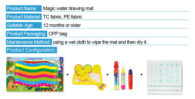 Mata do rysowania wodą 80x65cm + 3 Doodle długopisy zestaw Montessori dla dzieci - Wianko - 4