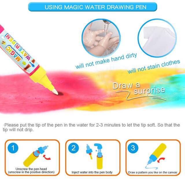 Mata do rysowania wodą 80x65cm + 3 Doodle długopisy zestaw Montessori dla dzieci - Wianko - 8