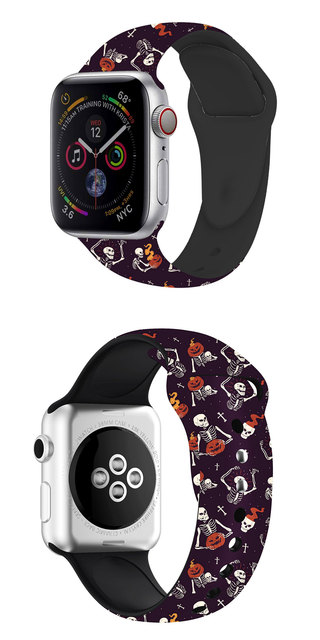 Halloween specjalny pasek silikonowy Apple Watch do iWatch 7 6 SE 5 4 3 2 45mm 41mm 44mm 40mm 42mm 38mm (drukowane pasmo) - Wianko - 9