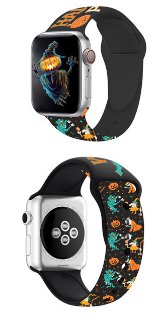 Halloween specjalny pasek silikonowy Apple Watch do iWatch 7 6 SE 5 4 3 2 45mm 41mm 44mm 40mm 42mm 38mm (drukowane pasmo) - Wianko - 3