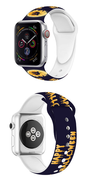 Halloween specjalny pasek silikonowy Apple Watch do iWatch 7 6 SE 5 4 3 2 45mm 41mm 44mm 40mm 42mm 38mm (drukowane pasmo) - Wianko - 5