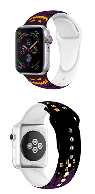 Halloween specjalny pasek silikonowy Apple Watch do iWatch 7 6 SE 5 4 3 2 45mm 41mm 44mm 40mm 42mm 38mm (drukowane pasmo) - Wianko - 6