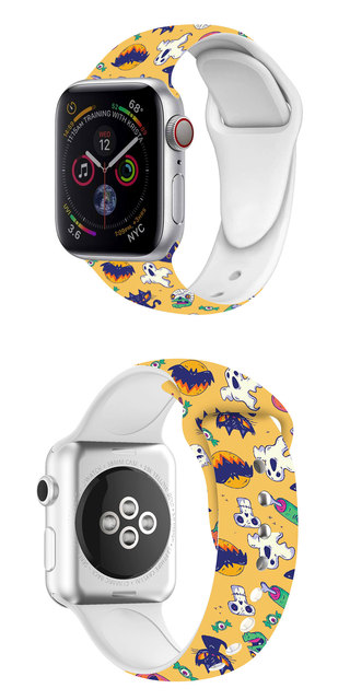 Halloween specjalny pasek silikonowy Apple Watch do iWatch 7 6 SE 5 4 3 2 45mm 41mm 44mm 40mm 42mm 38mm (drukowane pasmo) - Wianko - 10