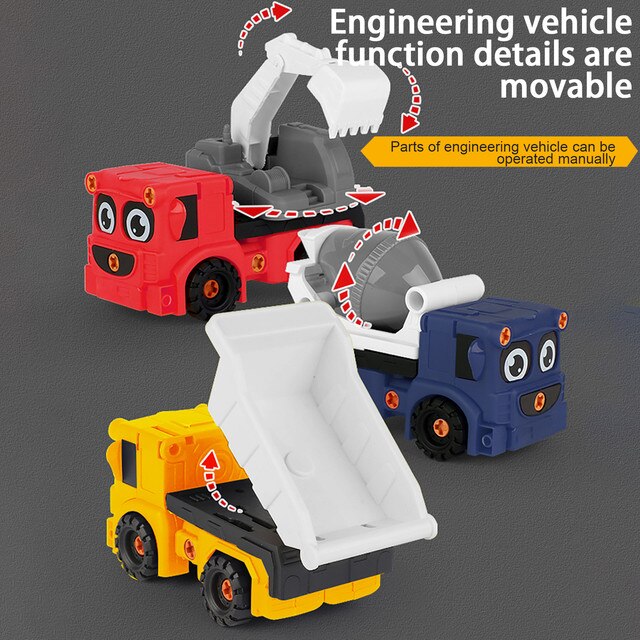 Zmontowany ręcznie model samochodu inżynieryjnego dla dzieci - zestaw puzzli do demontażu i montażu, deformująca się zabawkowa figurka robota- Juguete - Wianko - 15