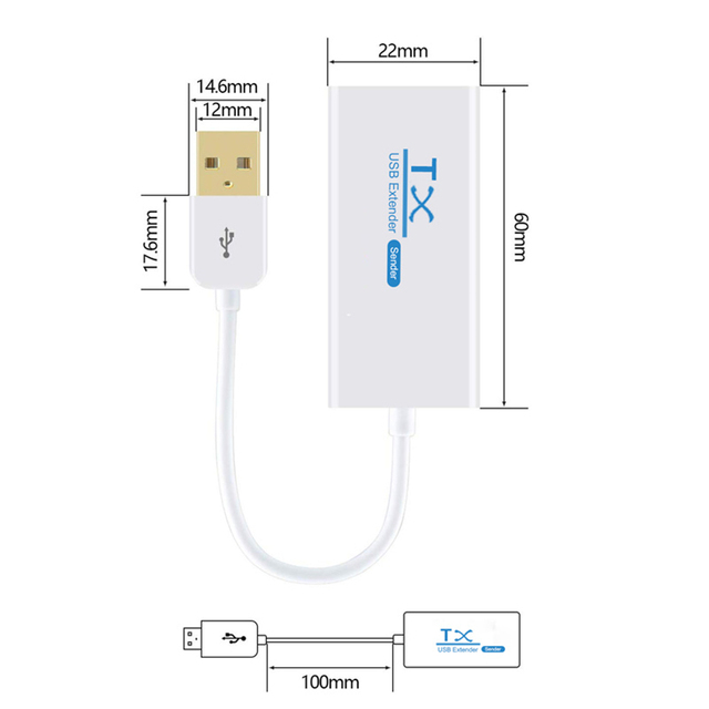 Konwerter rozszerzenia USB2.0 na RJ45 CAT5E/6 (200m) - para nadajnik/odbiornik - Wianko - 3