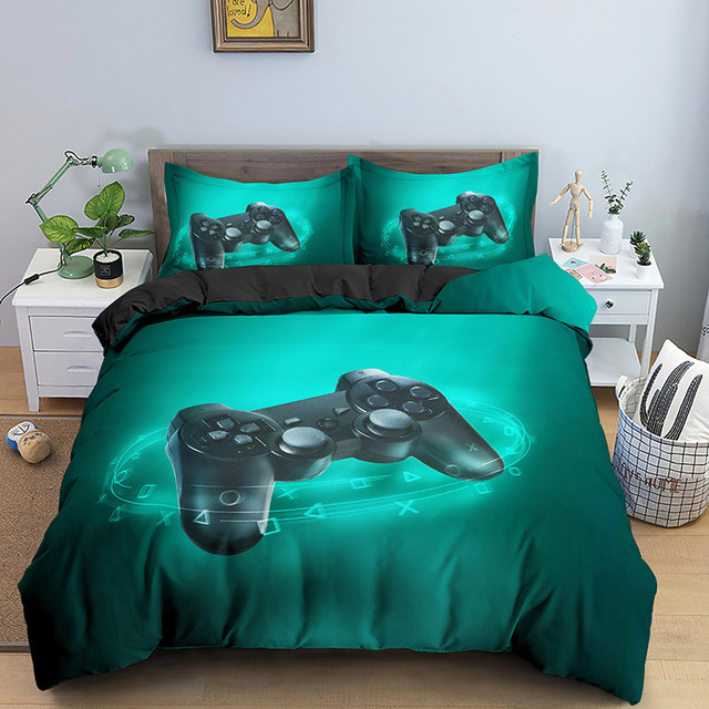 Zestaw pościeli Gamepad dla chłopców - 2/3 sztuki + poszewki na poduszki - Gamer zestaw narzut na łóżko - Wianko - 11