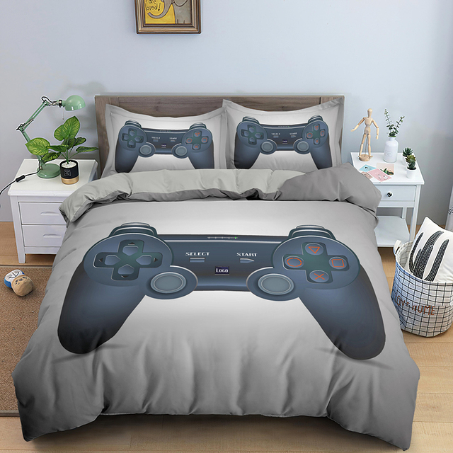 Zestaw pościeli Gamepad dla chłopców - 2/3 sztuki + poszewki na poduszki - Gamer zestaw narzut na łóżko - Wianko - 16