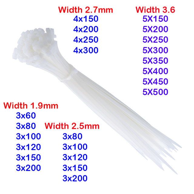 Samozabezpieczające opaski kablowe nylonowe - klamry plastikowe, różne rozmiary - Wianko - 2