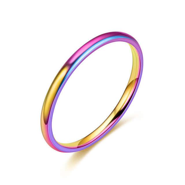 Pierścień ślubny tęczowy ze stali nierdzewnej dla kobiet w kolorze różowego złota i złota - Wianko - 10
