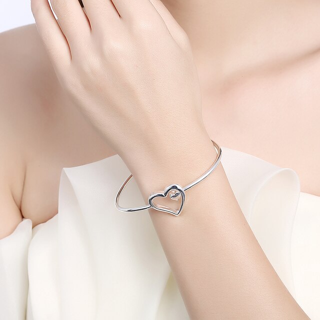 Srebrna bransoletka charms serce z srebra 925 dla kobiet - moda i prezenty świąteczne - Wianko - 6