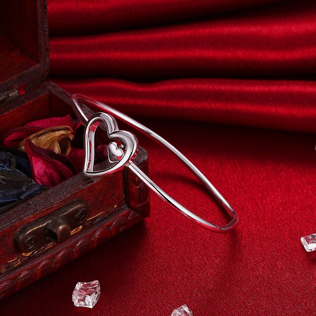 Srebrna bransoletka charms serce z srebra 925 dla kobiet - moda i prezenty świąteczne - Wianko - 3