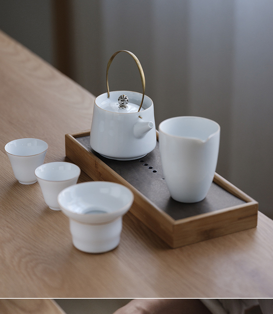 Ceramiczna taca do herbaty kung fu z bambusowym stolikiem - akcesoria do serwowania herbaty - Wianko - 8