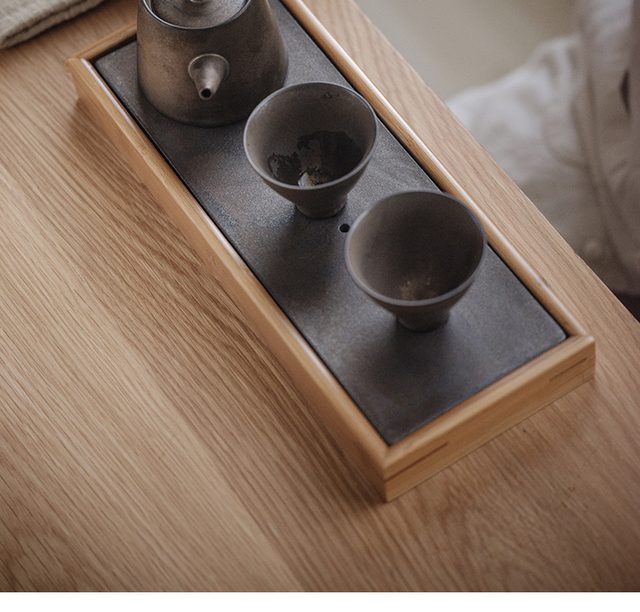 Ceramiczna taca do herbaty kung fu z bambusowym stolikiem - akcesoria do serwowania herbaty - Wianko - 10