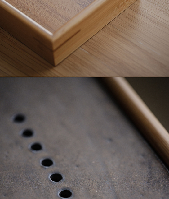 Ceramiczna taca do herbaty kung fu z bambusowym stolikiem - akcesoria do serwowania herbaty - Wianko - 5