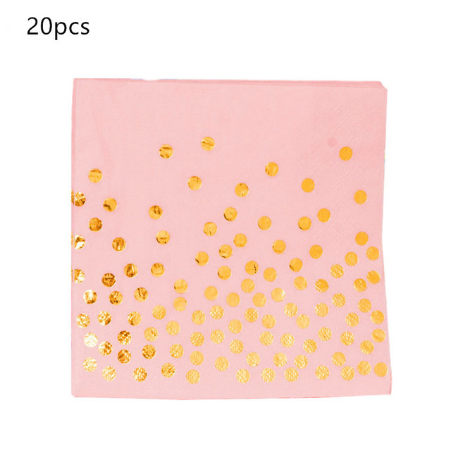 Serwetki papierowe jednorazowe, 20 sztuk/zestaw, różowe złoto Dot, idealne na urodziny i dekoracje ślubne - Wianko - 2