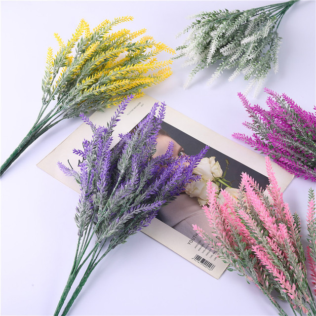 Bukiet 5 widelców sztuczne kwiaty lawenda z prowansji - dekoracyjne rośliny do ogrodu i wnętrz - Wianko - 4