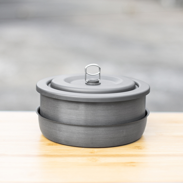 Zestaw 5 twardych anodyzowanych aluminium ze stopu garnków i patelni do smażenia z chwytakami naczynia do gotowania piknikowego - Wianko - 7