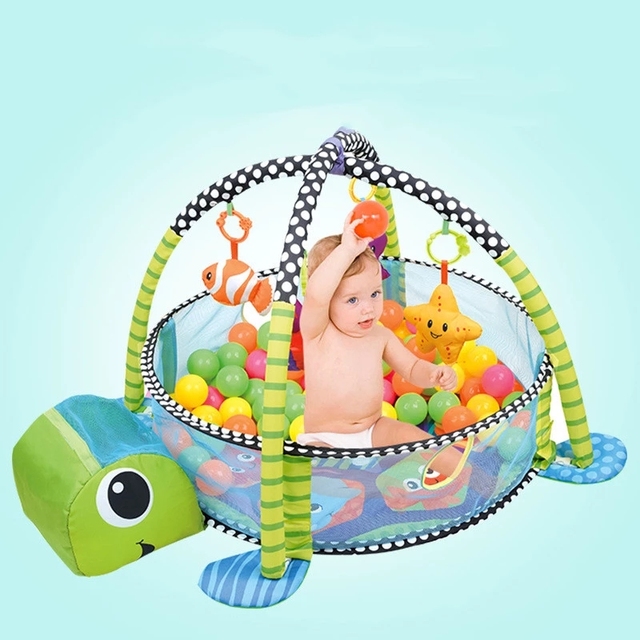 Mata do zabawy i ćwiczeń dla dzieci - żółw, pełzanie, koc niemowlę, dywanik - Wianko - 5