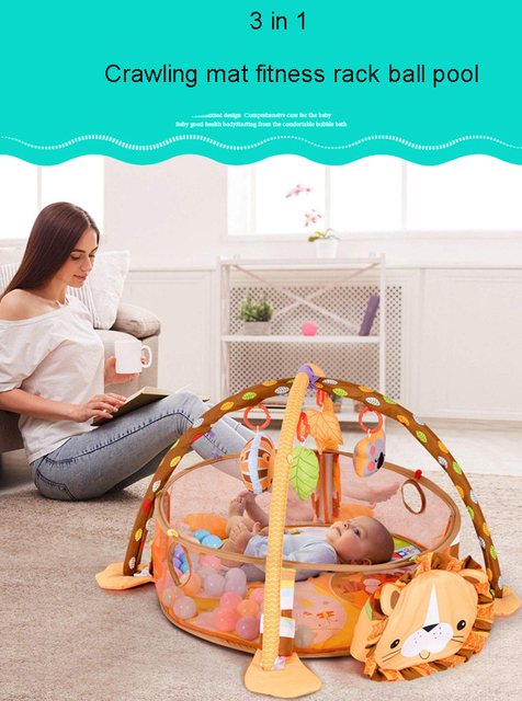 Mata do zabawy i ćwiczeń dla dzieci - żółw, pełzanie, koc niemowlę, dywanik - Wianko - 1