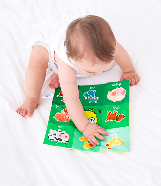 Książka zmiękczona dla niemowląt Baby Cartoon 3D Tail, czarno-białe czerwone zwierzę, dźwiękowy papier - Wianko - 21