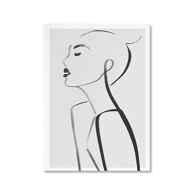 Obraz na płótnie minimalistyczne abstrakcyjne czarno-białe linie Wall Art Nordic do salonu - Wianko - 6