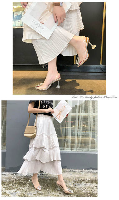 Eleganckie kobiety pompy 2020 przezroczyste wysokie obcasy w stylu party, marka moda - buty PCV - Wianko - 7
