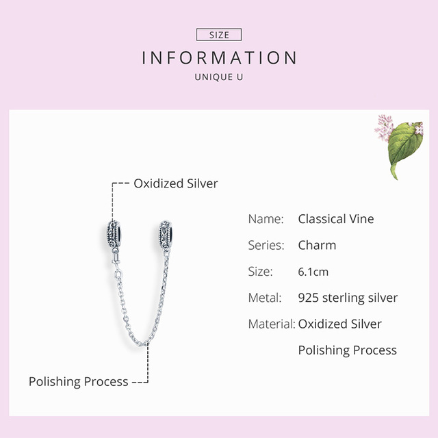 Perfekcyjny korek srebrny WOSTU 925 łańcuch bezpieczeństwa koraliki charm do bransoletek DIY z biżuteryjnym wężowym motywem CQC1546 - Wianko - 1