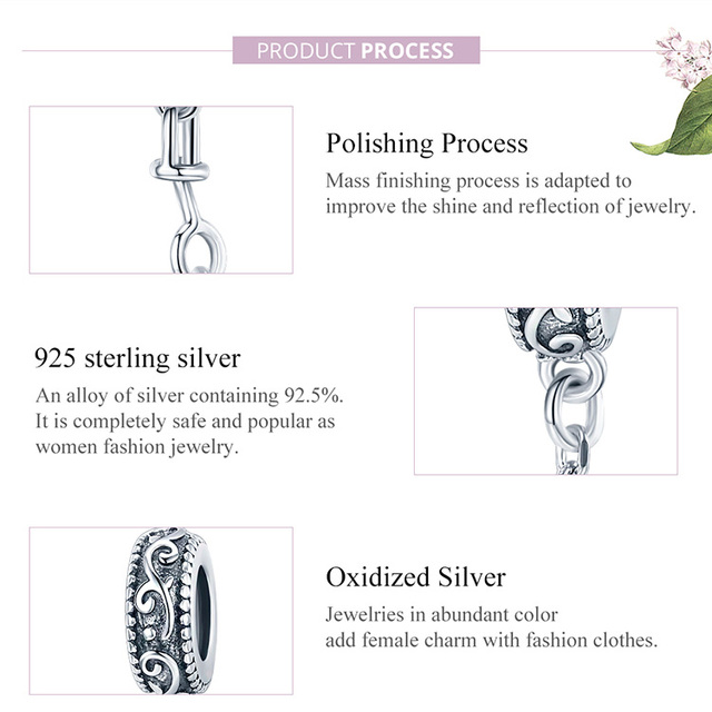 Perfekcyjny korek srebrny WOSTU 925 łańcuch bezpieczeństwa koraliki charm do bransoletek DIY z biżuteryjnym wężowym motywem CQC1546 - Wianko - 6