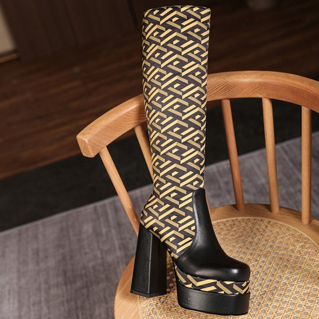 Luksusowe damskie buty na platformie z grubymi szpilkami - mieszane kolory, idealne na party OL - Wianko - 5