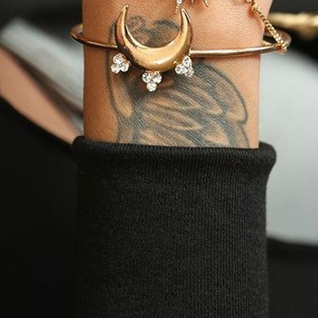 Złoty zestaw bransoletek księżycowych i słońca z kamykami Rhinestone dla kobiet w ręcznym wykonaniu - moda biżuteryjna 2021 - Wianko - 6