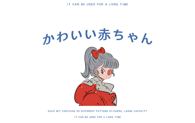 50 sztuk naklejek Anime Kawaii z ładną dziewczyną do scrapbookingu i dekoracji - DIY, biuro, telefon - Wianko - 18