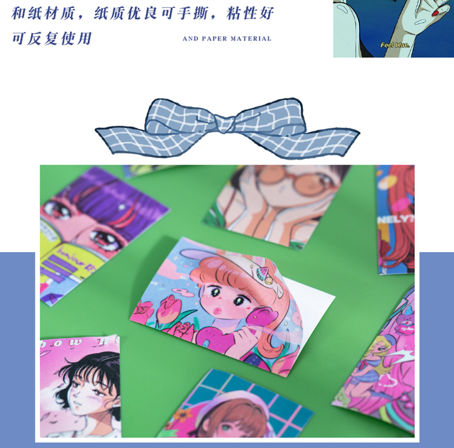 50 sztuk naklejek Anime Kawaii z ładną dziewczyną do scrapbookingu i dekoracji - DIY, biuro, telefon - Wianko - 12