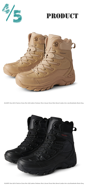 Taktyczne wojskowe męskie buty wodoodporne Skórzane Pustynne Botki Bojowe - Wianko - 4
