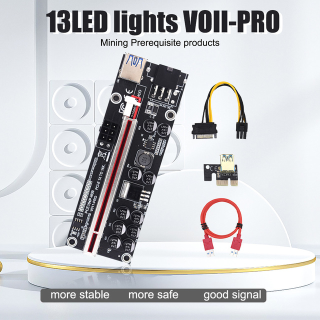 PCI-E Riser011 V011 Pro - Kabel Adapter GPU 1X do X16 6-pin - dla karty wideo - Wianko - 13