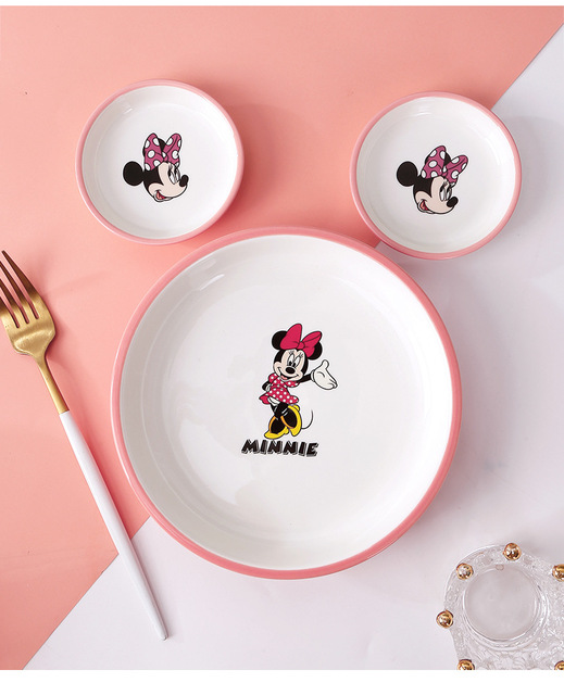 Naczynia ceramiczne z kreskówkowym motywem Minnie Mouse - zestaw obiadowy, talerze, naczynia i salaterka - Wianko - 3