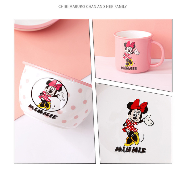 Naczynia ceramiczne z kreskówkowym motywem Minnie Mouse - zestaw obiadowy, talerze, naczynia i salaterka - Wianko - 9
