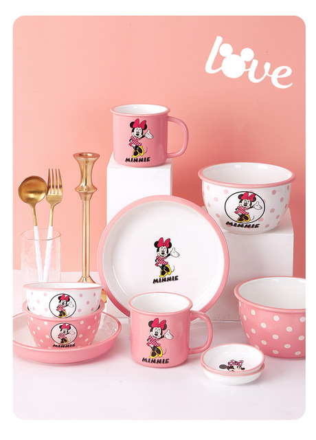 Naczynia ceramiczne z kreskówkowym motywem Minnie Mouse - zestaw obiadowy, talerze, naczynia i salaterka - Wianko - 10