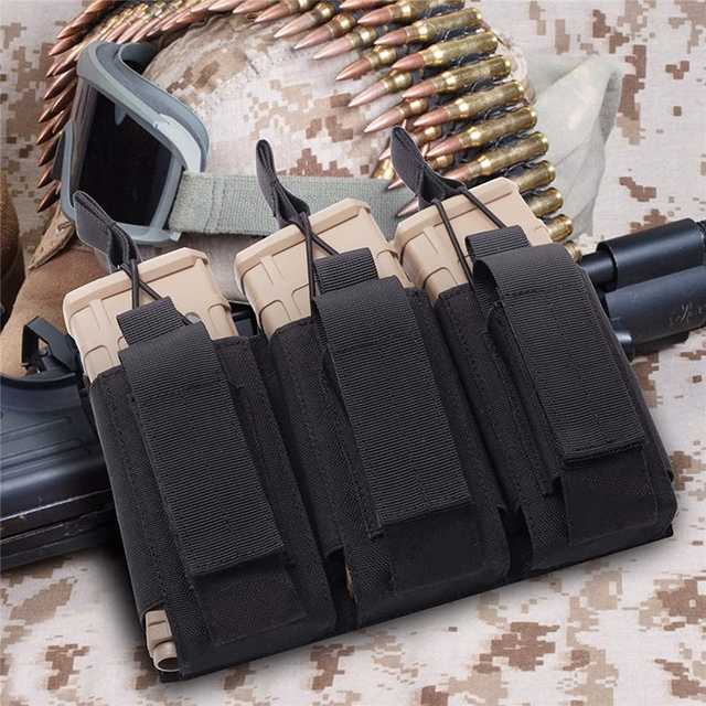Etui na magazynki karabinowe i pistoletowe - Tactical Molle Nylon - podwójne/potrójne 9mm 5.56mm - M4 M16 AK AR G2C Glock M9 - Kabura na magazynki - Wianko - 8