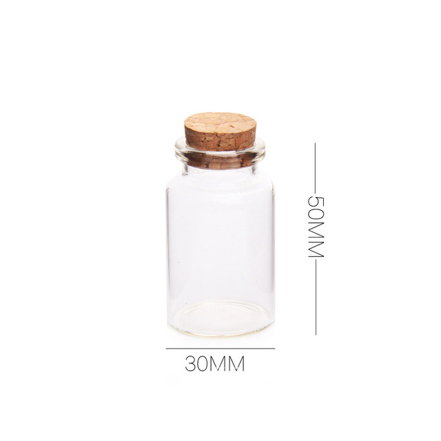 Małe szklane butelki z przezroczystym korkiem, 30x5 mm, pojemność 20ml - Wianko - 1