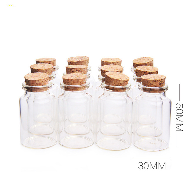 Małe szklane butelki z przezroczystym korkiem, 30x5 mm, pojemność 20ml - Wianko - 4
