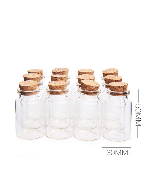 Małe szklane butelki z przezroczystym korkiem, 30x5 mm, pojemność 20ml - Wianko - 2