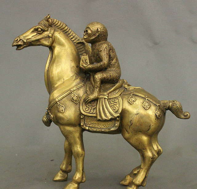 Miedziany posąg konia z rzeźbionym chińskim motywem zodiaku - małpa - Wianko - 5